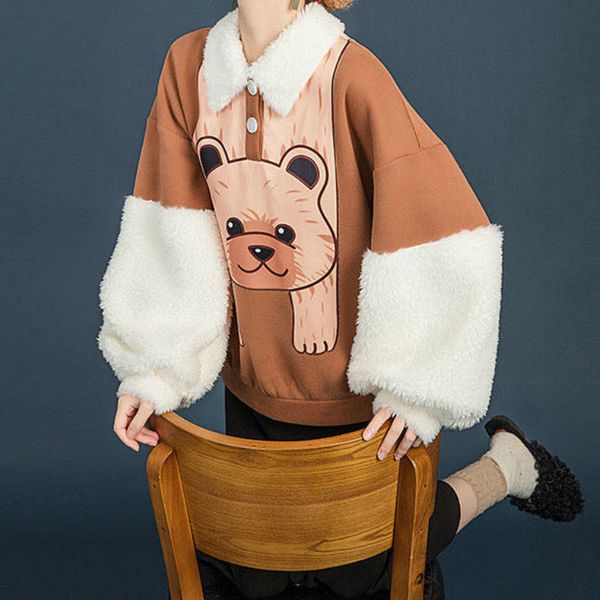2021 new deeptown kawaii hoodie inverno moda manga comprida s solto casual mais camisola de veludo estilo coreano pulver feminino bdoz, Black
2021 new deeptown kawaii hoodie inverno moda manga comprida s solto casual mais camisola de veludo estilo coreano pulver feminino bdoz, Black