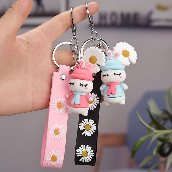 net red daisy little rabbit gutta percha chrysanthemum personality trend car key chain ring bag pendanta1, Silver
net red daisy little rabbit gutta percha chrysanthemum personality trend car key chain ring bag pendanta1, Silver
