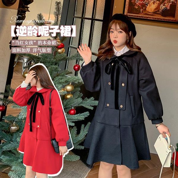 women's wool & blends winter woolen overcoat with large size and one piece thickening holiday wear a341, Black
women's wool & blends winter woolen overcoat with large size and one piece thickening holiday wear a341, Black
