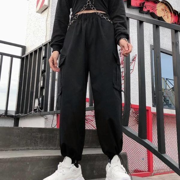 women's pants & capris hip hop solid cargo women black high waist pocket trousers streetwear womens joggers sweatpants autumn dance gir, Black;white
women's pants & capris hip hop solid cargo women black high waist pocket trousers streetwear womens joggers sweatpants autumn dance gir, Black;white