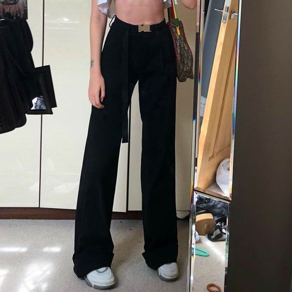 women's pants & capris yiciya streetwear long pant buttons pocket loose black sashes straight women spring high waist trousers, Black;white
women's pants & capris yiciya streetwear long pant buttons pocket loose black sashes straight women spring high waist trousers, Black;white