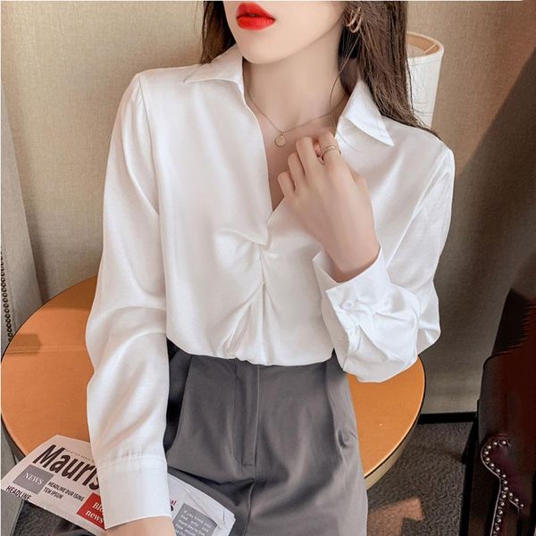 women's blouses & shirts women long sleeve pullover chiffon blouse 2021 elegant classic style shirt spring autumn office lady basic, White
women's blouses & shirts women long sleeve pullover chiffon blouse 2021 elegant classic style shirt spring autumn office lady basic, White