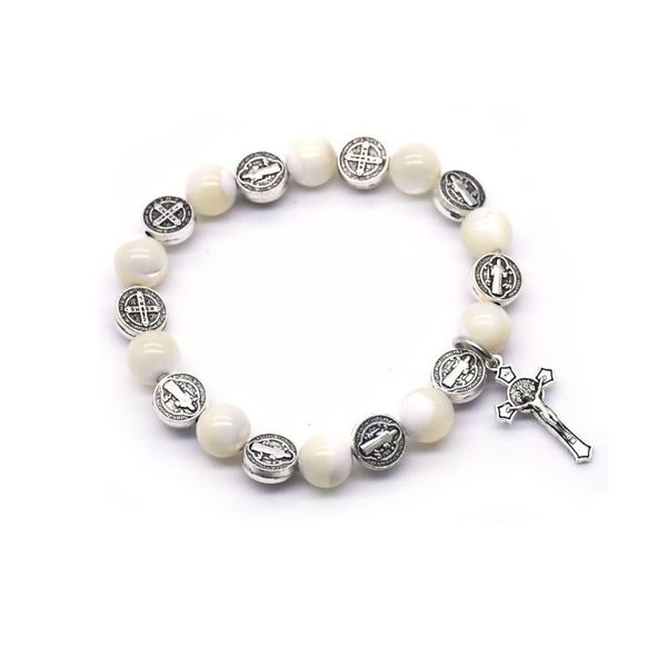link, chain religious saint benedict exorcism beads crucifix cross white shell rosaries bracelet for women prayer confirmation jewelry, Black
link, chain religious saint benedict exorcism beads crucifix cross white shell rosaries bracelet for women prayer confirmation jewelry, Black