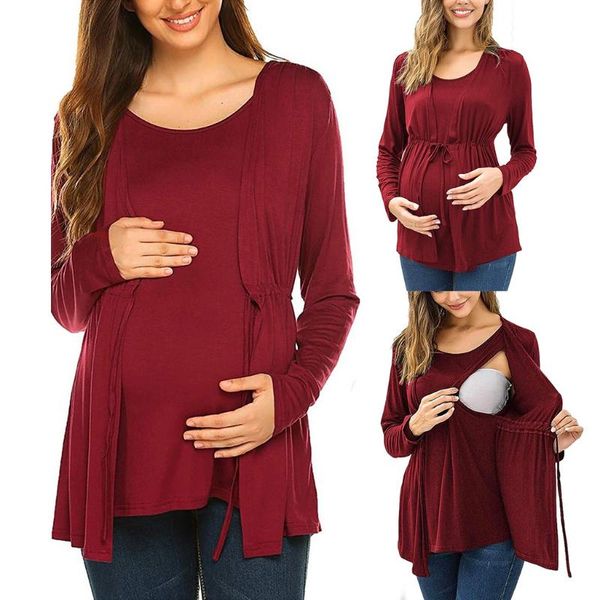 women's t-shirt maternity long sleeve double breastfeeding solid color 2021, White
women's t-shirt maternity long sleeve double breastfeeding solid color 2021, White
