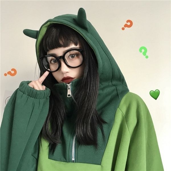 women's hoodies sweatshirts oversize letter print harakuju pullovers with horn on hood korean stylish female pocket hoodies 201028, Black
women's hoodies sweatshirts oversize letter print harakuju pullovers with horn on hood korean stylish female pocket hoodies 201028, Black