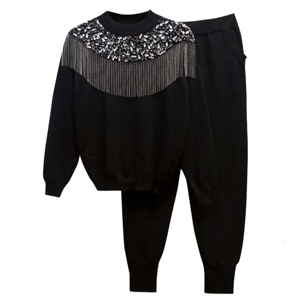 women's garments of two fashion style strass long-sleeve fringe jumper two-piece suit pants saje, White
women's garments of two fashion style strass long-sleeve fringe jumper two-piece suit pants saje, White