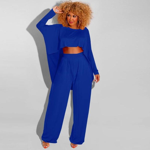 women's two piece pants 2021 design 2pcs women set spring solid o-neck short-front and long back wide leg club, White
women's two piece pants 2021 design 2pcs women set spring solid o-neck short-front and long back wide leg club, White