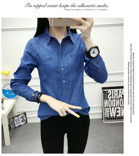 women's blouses & shirts spring and autumn women fashion slim single breasted denim shirt female trendy color brief design plus size je, White
women's blouses & shirts spring and autumn women fashion slim single breasted denim shirt female trendy color brief design plus size je, White