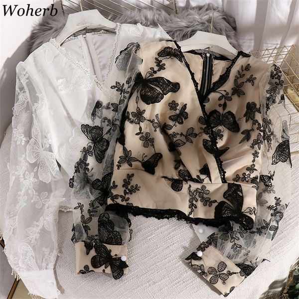 woherb v neck long sleeve shirts butterfly pattern lace patchwork blouse see through back zipper vintage fashion 21302, White
woherb v neck long sleeve shirts butterfly pattern lace patchwork blouse see through back zipper vintage fashion 21302, White