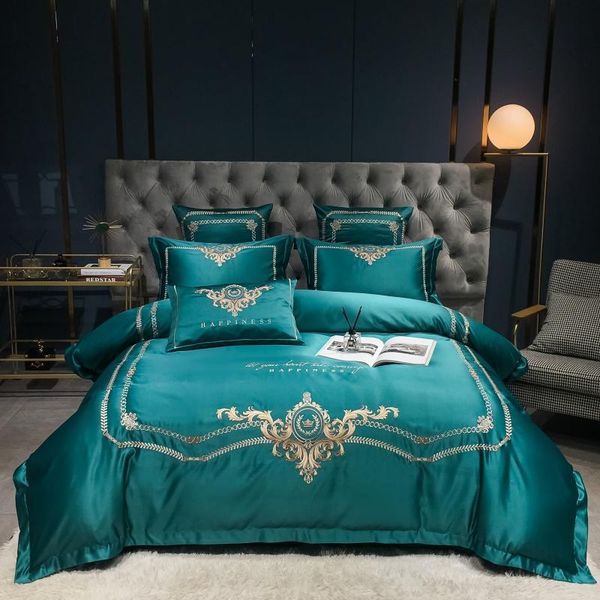 bedding sets dark green luxury satin silk cotton gold embroidery set king duvet cover bed sheet pillowcases home textile
bedding sets dark green luxury satin silk cotton gold embroidery set king duvet cover bed sheet pillowcases home textile