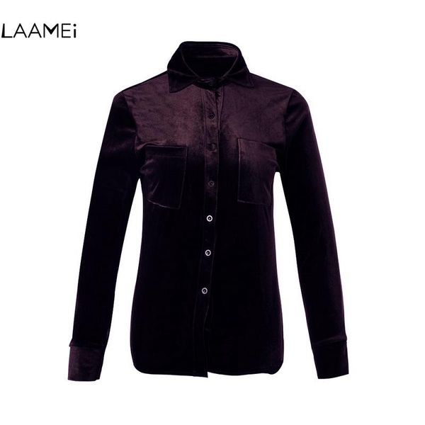 women's blouses & shirts laamei brand women casual fashion ladies office autumn velvet pocket slim solid turn-down collar long sleeve, White
women's blouses & shirts laamei brand women casual fashion ladies office autumn velvet pocket slim solid turn-down collar long sleeve, White