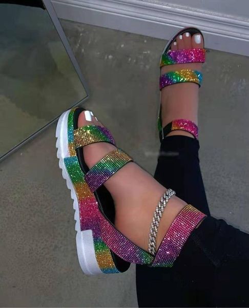 sandals summer ladies fashion crystal thick-soled sandal flat shoes women slippers large size rhinestone color a word sa, Black
sandals summer ladies fashion crystal thick-soled sandal flat shoes women slippers large size rhinestone color a word sa, Black