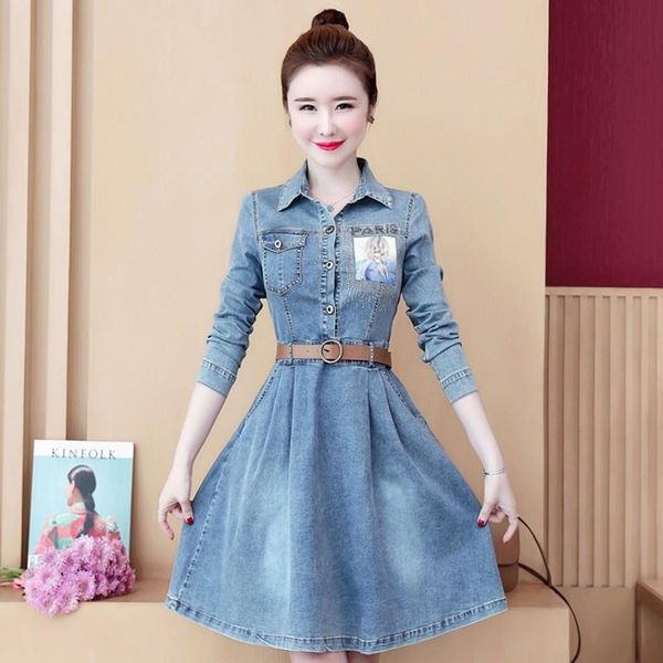 casual dresses autumn women denim dress belted slim fit long sleeve jean ladies a line streetwear knee length mid sequined, Black;gray
casual dresses autumn women denim dress belted slim fit long sleeve jean ladies a line streetwear knee length mid sequined, Black;gray