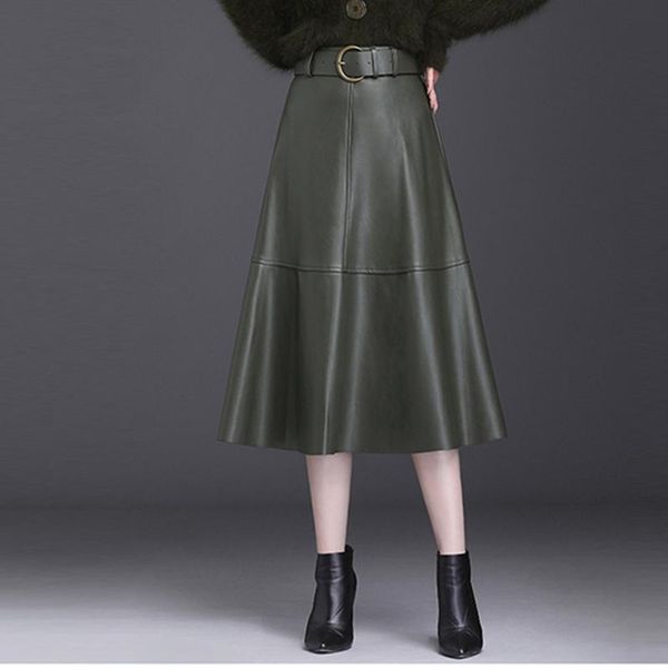 skirts pu leather women midi belted high waist a-line skirt ladies elegant solid office lady pleated 2021 autumn, Black
skirts pu leather women midi belted high waist a-line skirt ladies elegant solid office lady pleated 2021 autumn, Black