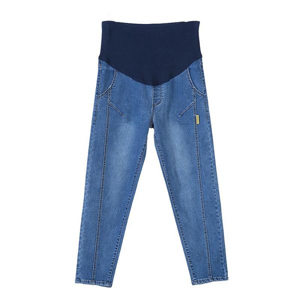 maternity women light washed blue solid color jeans casual fashion adjustable waist loose fit pencil trousers, White
maternity women light washed blue solid color jeans casual fashion adjustable waist loose fit pencil trousers, White