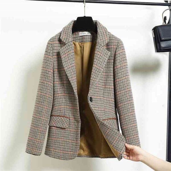 plaid woolen coat women autumn and winter style korean blazer temperament office jacket suit 210527, White;black
plaid woolen coat women autumn and winter style korean blazer temperament office jacket suit 210527, White;black