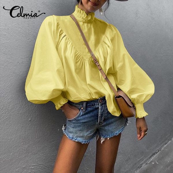 2021 fashion lantern sleeve women's blouses celmia autumn high collor lace shirts casual pleated loose work blusas plus size top, White
2021 fashion lantern sleeve women's blouses celmia autumn high collor lace shirts casual pleated loose work blusas plus size top, White