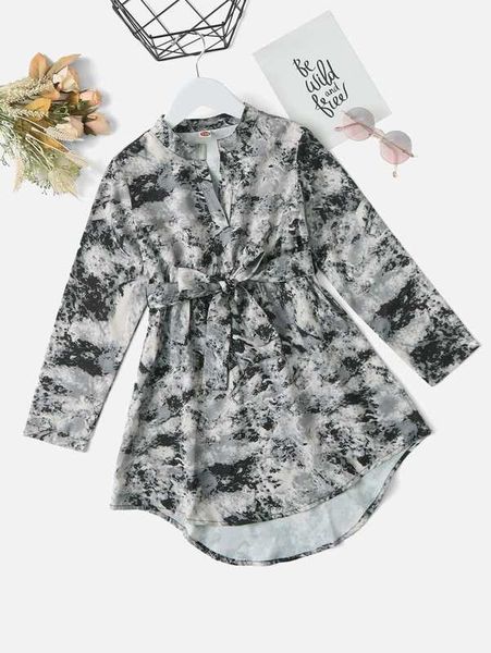 girls all over print notched neck high low hem belted dress she, Red;yellow
girls all over print notched neck high low hem belted dress she, Red;yellow