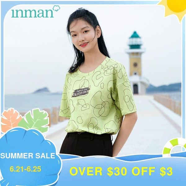 women's t-shirt inman young cute casual style plant floral print classic round collar cotton short sleeve girl female top, White
women's t-shirt inman young cute casual style plant floral print classic round collar cotton short sleeve girl female top, White