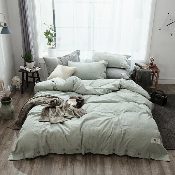 bedding sets light green simple cotton duvet cover set king size buttons bed linen single double pink pillowcase
bedding sets light green simple cotton duvet cover set king size buttons bed linen single double pink pillowcase