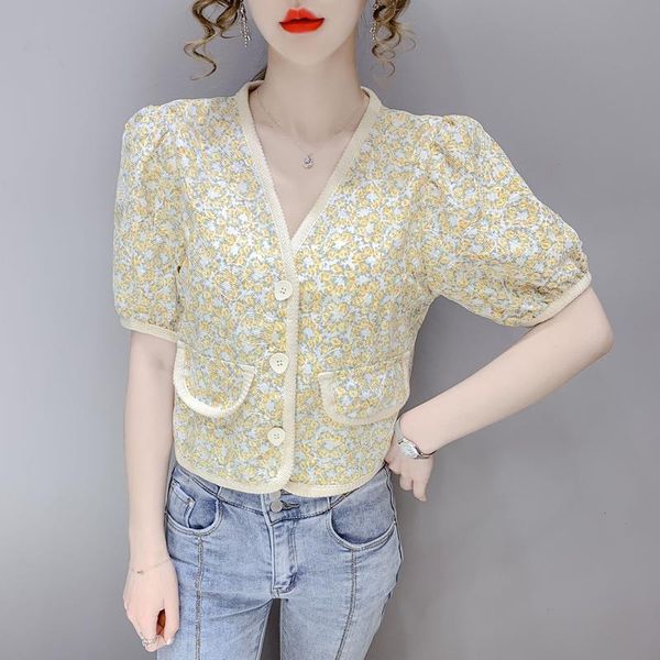 women's blouses & shirts korean style flower embroidery women summer casual preppy girls v neck pearl button up shirt, White
women's blouses & shirts korean style flower embroidery women summer casual preppy girls v neck pearl button up shirt, White