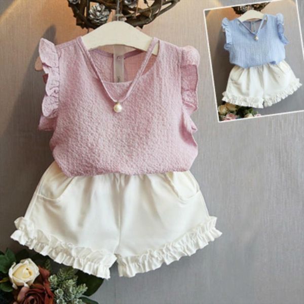 girls flying sleeve chiffon vest lace shorts fresh two piece spring and summer pure color sleeveless t ladder suit, White
girls flying sleeve chiffon vest lace shorts fresh two piece spring and summer pure color sleeveless t ladder suit, White
