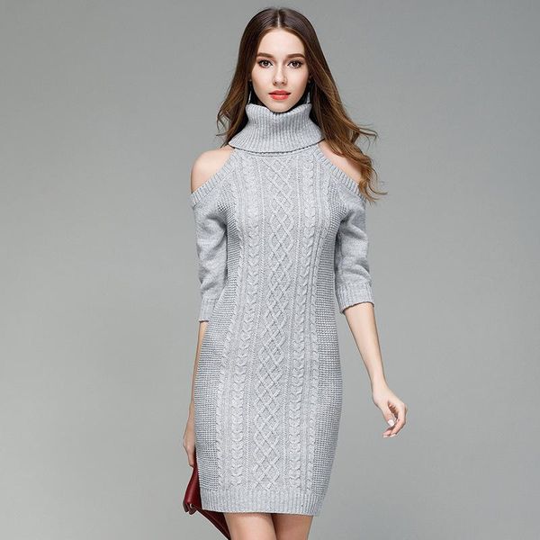 casual dresses sweater dress female winter turtleneck off shoulder women long jumper warm knitted 2021 kk2530, Black;gray
casual dresses sweater dress female winter turtleneck off shoulder women long jumper warm knitted 2021 kk2530, Black;gray