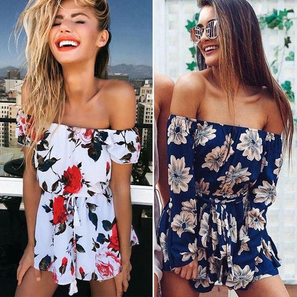 women's jumpsuits & rompers summer floral print off shoulder women clubwear short sleeve slash neck ladies playsuits with sashes, Black;white
women's jumpsuits & rompers summer floral print off shoulder women clubwear short sleeve slash neck ladies playsuits with sashes, Black;white