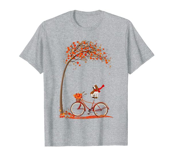 basset hound fall cycling funny dog lover t-shirt, White;black