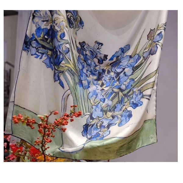 oil painting large square 100% silk scarf shawl wraps foulard women's grade head scarves hijab 35, Blue;gray
oil painting large square 100% silk scarf shawl wraps foulard women's grade head scarves hijab 35, Blue;gray