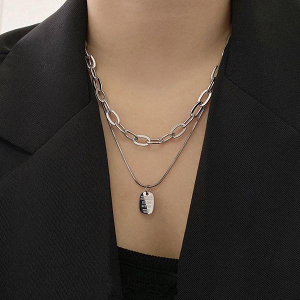 chains double-layer necklace female ins hip-hop wear sweater niche design sense cold wind titanium steel two-piece chain, Silver
chains double-layer necklace female ins hip-hop wear sweater niche design sense cold wind titanium steel two-piece chain, Silver