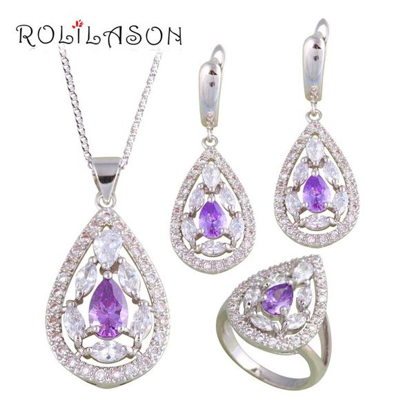 earrings & necklace rolilason engagement for lover purple zircon silver plated stamped sets earring pendant rings fashion jewelry js684
earrings & necklace rolilason engagement for lover purple zircon silver plated stamped sets earring pendant rings fashion jewelry js684