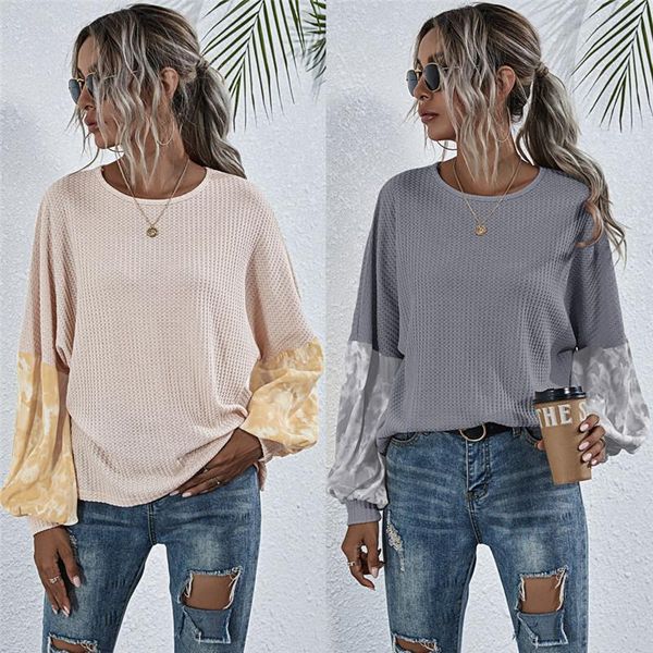 women's t-shirt fashion patchwork women t-shirts 2021 autumn casual lantern sleeves o-neck knitted loose, White
women's t-shirt fashion patchwork women t-shirts 2021 autumn casual lantern sleeves o-neck knitted loose, White