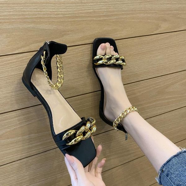sandals 2021 summer women's shoes square cover heel open peep toe pu casual metal decoration gladiator patchwork, Black
sandals 2021 summer women's shoes square cover heel open peep toe pu casual metal decoration gladiator patchwork, Black
