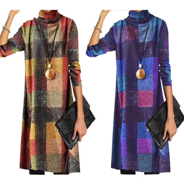 new thickened french cashmere high collar long sleeve plaid dress in autumn and winter 2020, Black;gray
new thickened french cashmere high collar long sleeve plaid dress in autumn and winter 2020, Black;gray
