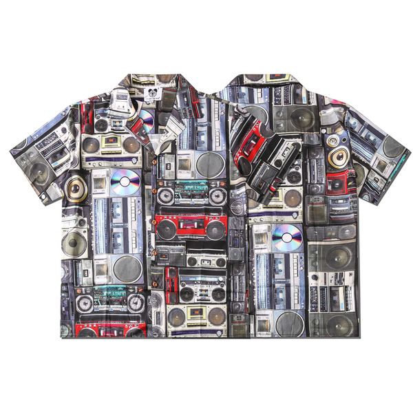 europe spring summer men short sleeve casual cd tape recorder shirt streetwear tee, White;black
europe spring summer men short sleeve casual cd tape recorder shirt streetwear tee, White;black