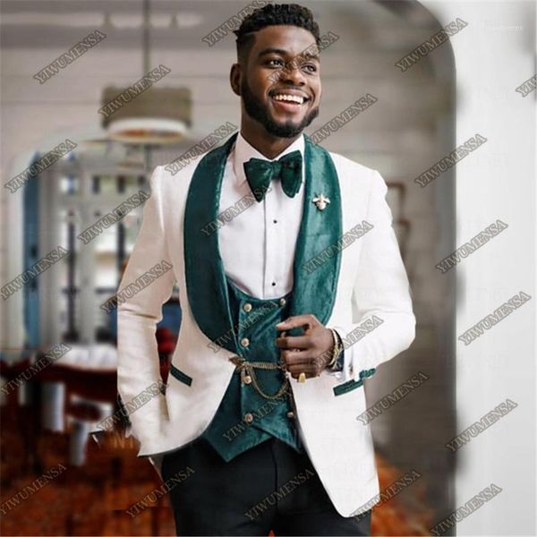 men's suits & blazers luxury men white jacquard jacket+green velvet vest+pants wedding tuxedos slim fit trajes de hombre 3 pieces groom, White;black
men's suits & blazers luxury men white jacquard jacket+green velvet vest+pants wedding tuxedos slim fit trajes de hombre 3 pieces groom, White;black