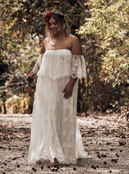 2021 new bohemian plus size lace wedding es off the shoulder short sleeves beach bridal gowns boho vestido de novia 6o4n, White
2021 new bohemian plus size lace wedding es off the shoulder short sleeves beach bridal gowns boho vestido de novia 6o4n, White