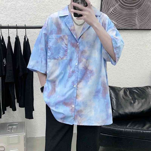 men's casual shirts summer short-sleeved fashion printed men streetwear korean loose tie-dye mens hawaiian 86b3, White;black
men's casual shirts summer short-sleeved fashion printed men streetwear korean loose tie-dye mens hawaiian 86b3, White;black