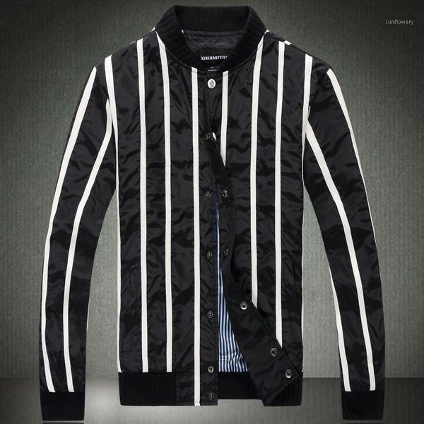 men's jackets spring and autumn striped jacket self-cultivation stand-up collar casual baseball uniform tide brand, Black;brown
men's jackets spring and autumn striped jacket self-cultivation stand-up collar casual baseball uniform tide brand, Black;brown