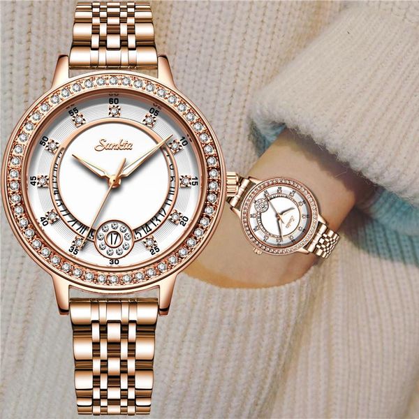 wristwatches sunkta watch for women stylish sport waterproof watches diamond calendar ladies gift box+bracelet, Slivery;brown
wristwatches sunkta watch for women stylish sport waterproof watches diamond calendar ladies gift box+bracelet, Slivery;brown