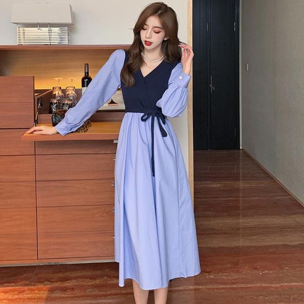 casual dresses real 7208# early autumn korean v-neck stitched bubble sleeve long dress lace up for thin women, Black;gray
casual dresses real 7208# early autumn korean v-neck stitched bubble sleeve long dress lace up for thin women, Black;gray