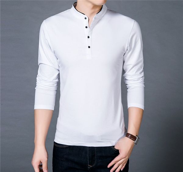 t-shirt mens tees spring autumn new cotton t shirt fashion trend men solid color tshirt mandarin collar long sleeve tees polos, White;black
t-shirt mens tees spring autumn new cotton t shirt fashion trend men solid color tshirt mandarin collar long sleeve tees polos, White;black