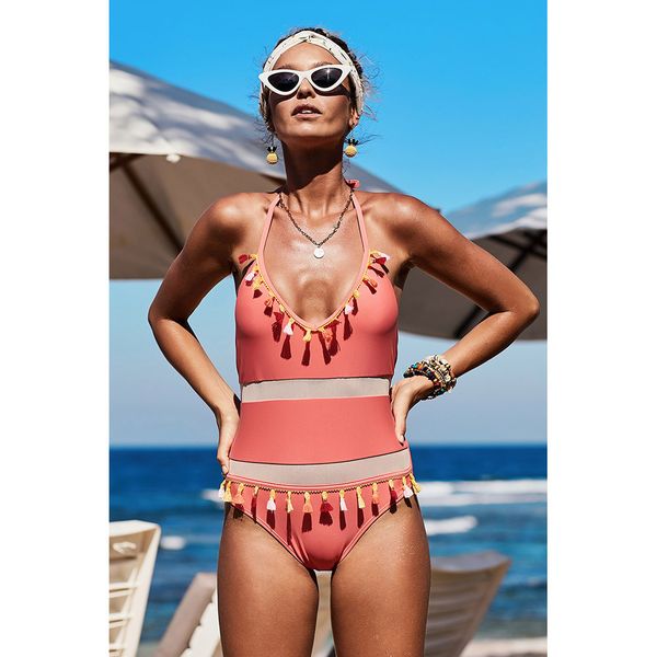 ins one-piece swimsuit womens mesh stitching european and american new chic tassel halter backless swimming suit 411288sale, White;black
ins one-piece swimsuit womens mesh stitching european and american new chic tassel halter backless swimming suit 411288sale, White;black