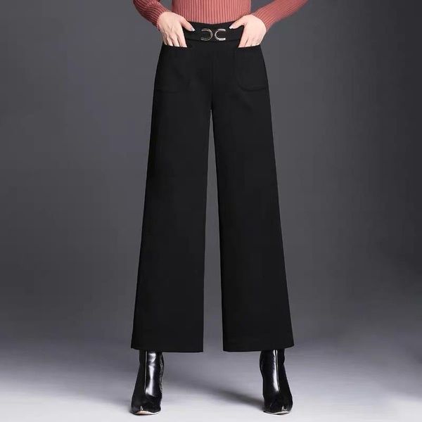 women's pants & capris high waist woolen cotton wide leg women 2021 autumn winter warm elegant office ladies straight trousers female p, Black;white
women's pants & capris high waist woolen cotton wide leg women 2021 autumn winter warm elegant office ladies straight trousers female p, Black;white