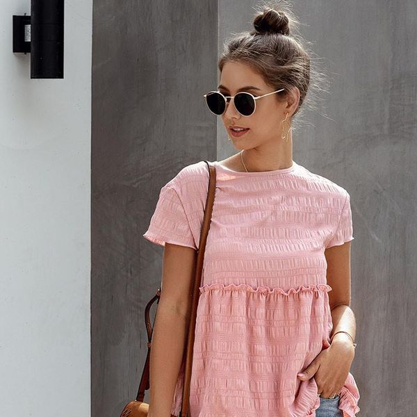 womens blouses feitong round neck ruffled short sleeve casual shirt blouse streetwear women fashion clothing, White
womens blouses feitong round neck ruffled short sleeve casual shirt blouse streetwear women fashion clothing, White