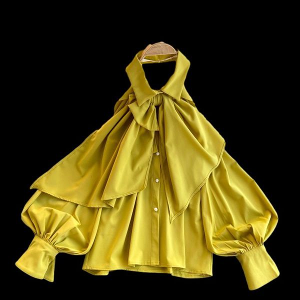 women's blouses & shirts 2021 spring autumn blouse women halter scheming shirt bowknot lapel puff sleeve female c031, White
women's blouses & shirts 2021 spring autumn blouse women halter scheming shirt bowknot lapel puff sleeve female c031, White