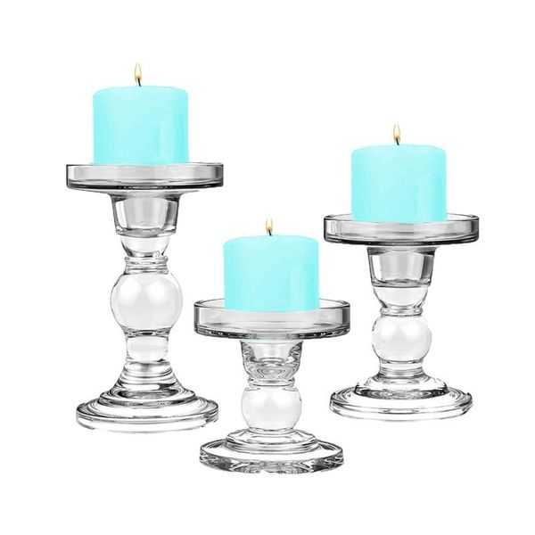 clear glass candle holders set of 3 for pillar taper and tealight candles, perfect decoration candlesticks set
clear glass candle holders set of 3 for pillar taper and tealight candles, perfect decoration candlesticks set