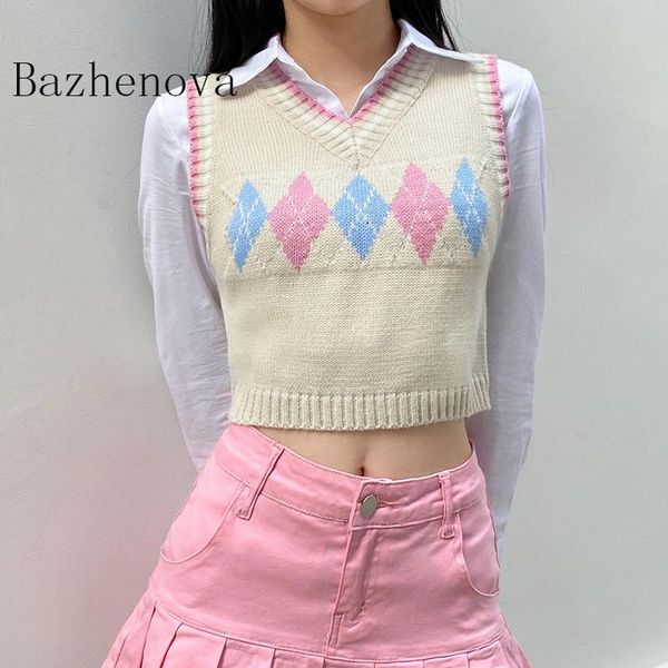 women's vests bazhenova women knitted girls autumn pullover v-neck geometry pattern vest woman plaid short knit tank coat r1001, Black;white
women's vests bazhenova women knitted girls autumn pullover v-neck geometry pattern vest woman plaid short knit tank coat r1001, Black;white