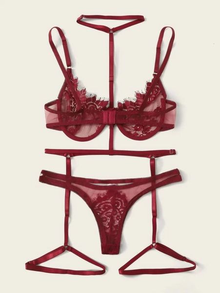 women's ultra thin lace belt steel ring light luxury perspective bra suit low cut with garter, Red;black
women's ultra thin lace belt steel ring light luxury perspective bra suit low cut with garter, Red;black